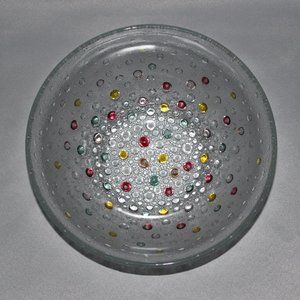 Gorgeous Jan Sylwester Drost Asteroid Glass Serving Bowl | Vintage Polish Glass